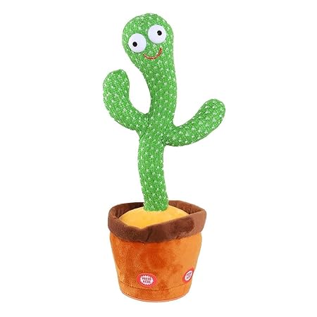 Vaayu -E- Store Dancing Cactus Toy, Wriggle & Singing for Babies & Kids, Plush Electronic Toys, Voice Recording Repeats