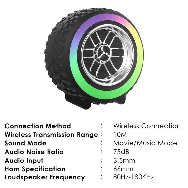 Round Tyre Speaker with LED Lights and TWS Mode