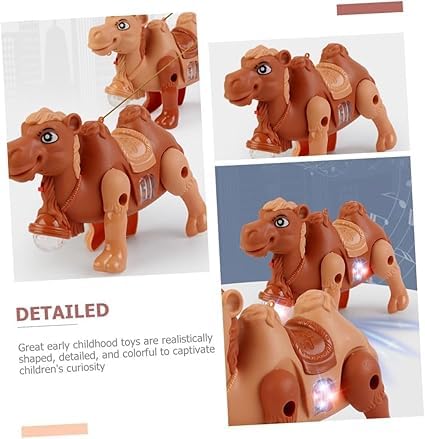 Toy camel with detailed features on a white background