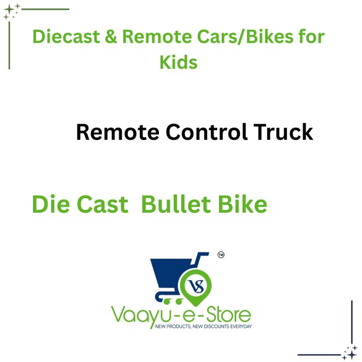 Advertisement for diecast and remote control toys with a logo at the bottom.