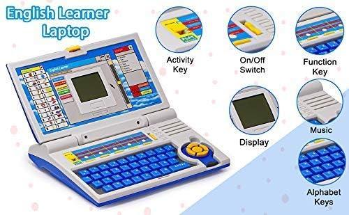 Children's laptop with labeled parts on a white background