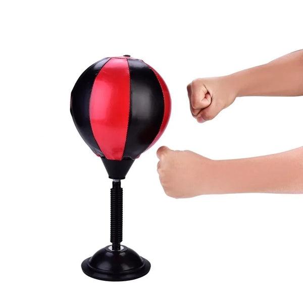 Vaayu-E-Store Desktop Air Boxing Ball – Stress Relief Punching Bag Toy for Desk, Office & College (PU Leather, Multi color)
