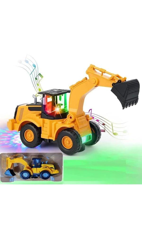 Vaayu-E-Store 360° Rotating Loader Toy for Kids | Automatic Movement with Lights & Music | Moving Bucket | Battery Operated Truck Toy for Babies & Toddlers | No Push Pull | Gift for Boys Girls