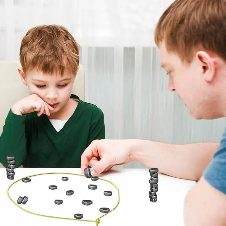 Magnetic puzzle game in compact travel-friendly box