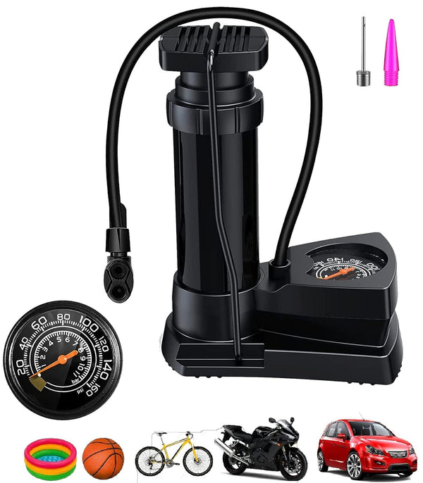 Vaayu-E-Store Foot Operated Air Pump – High Pressure Manual Compressor with Pressure Gauge | Compatible with Presta & Schrader Valves for Car, Bike, Sports