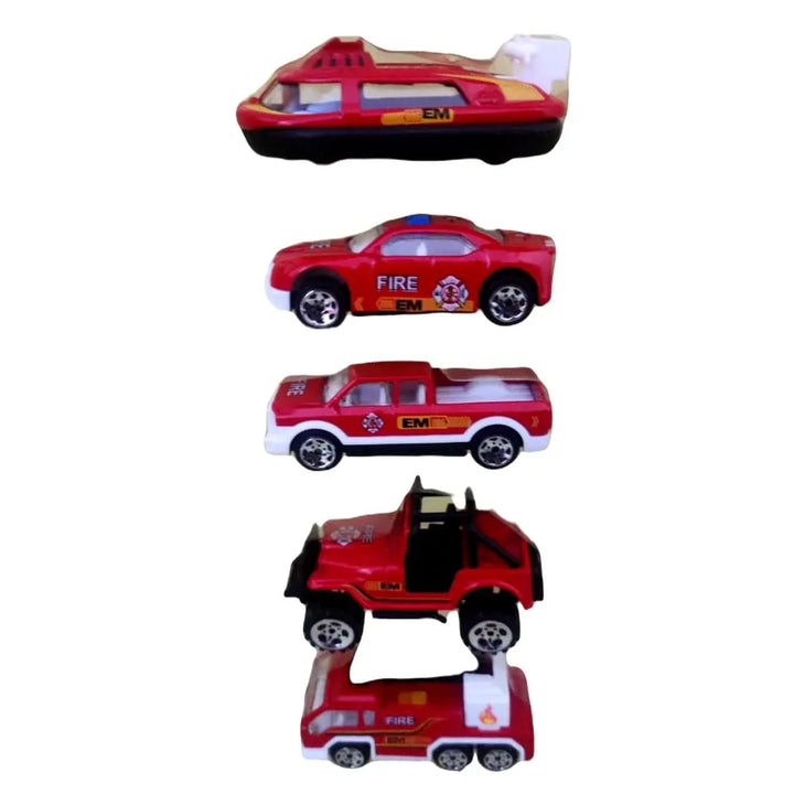 Child Playing with Fire Rescue Vehicle Toy Set