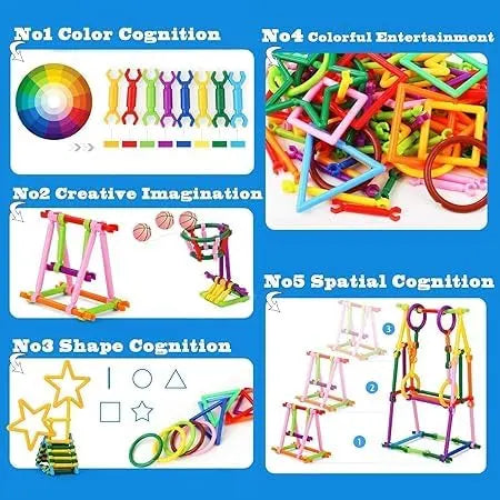 STEM learning construction set with plastic blocks for toddlers