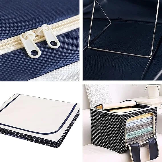 Side view of 66 L foldable organizer with carry handles