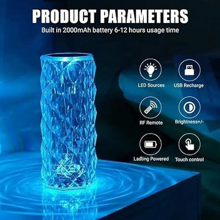 Touch Control Rechargeable Crystal Lamp – Warm White

