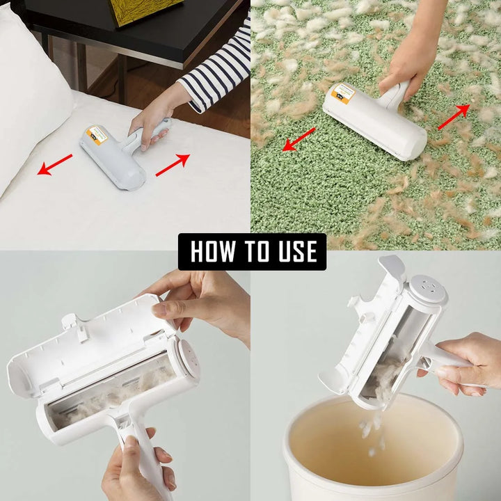 Vaayu pet fur remover roller used on bed sheet