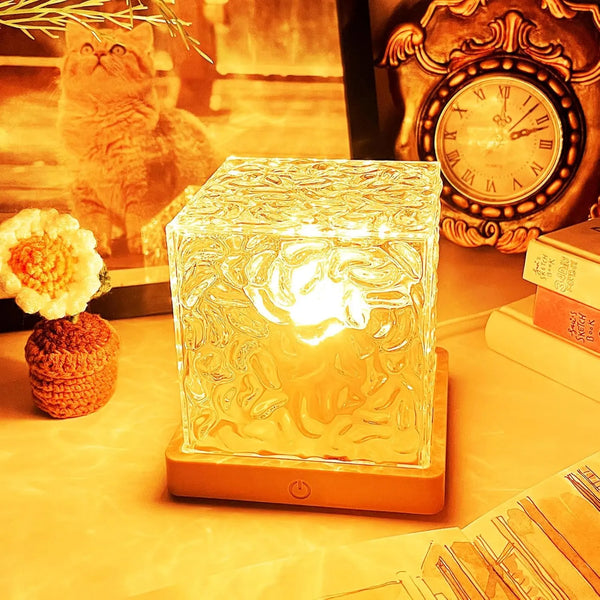 Vaayu-E-Store Wave Projector Cube Lamp – RGB Shadow Night Light with Remote for Bedroom, Kids & Romantic Ambience