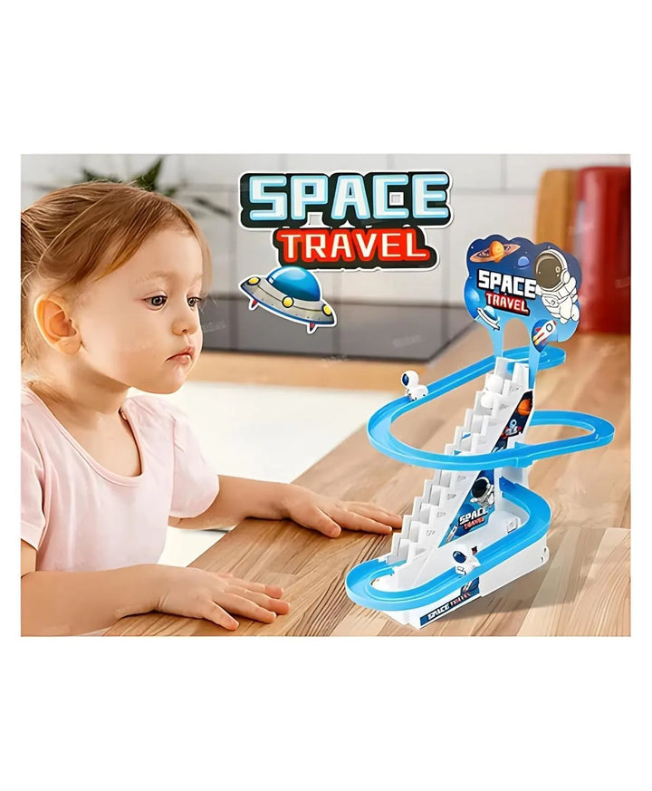 Rocket and astronaut ride-on track toy for children"

"STEM space toy for toddlers with LED lights"