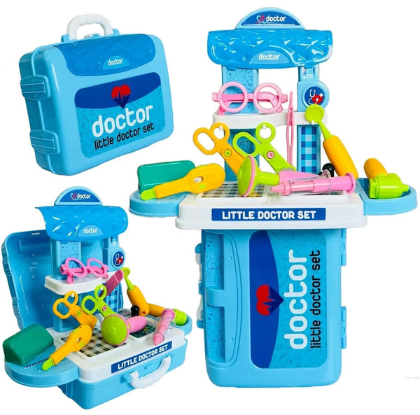 Vaayu-E-Store Kids Doctor Set – Foldable Suitcase Medical Kit Toy for 3+ Years | Pretend Play with Accessories (Blue)