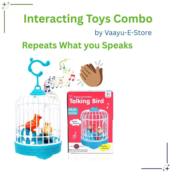 Talking Bird Toy in Cage – Repeats & Chirps