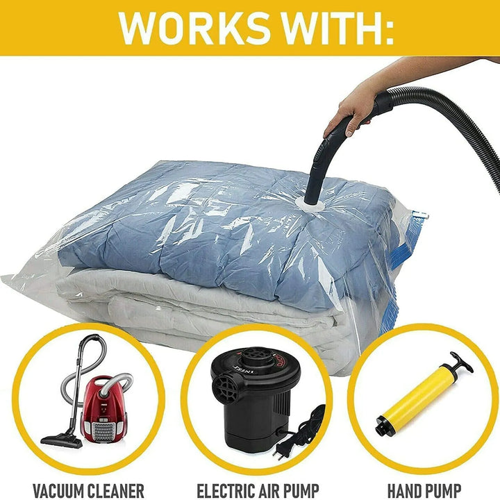 Hand pump used to seal vacuum storage bag

