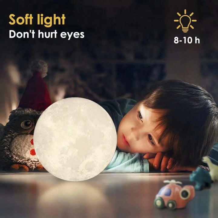 Touch sensor moon lamp being tapped to change colour

