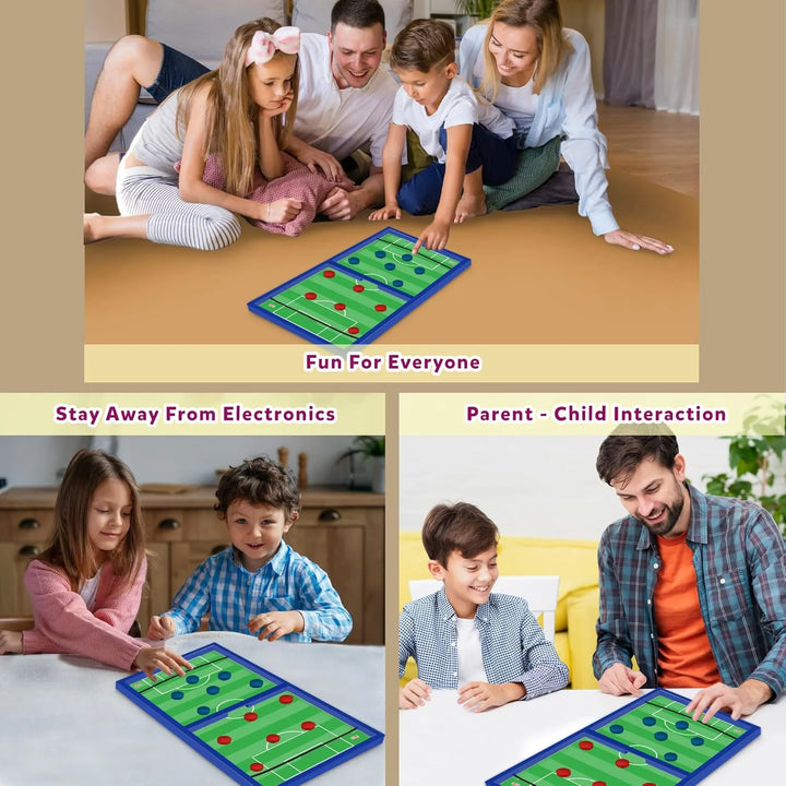 Family playing a board game together, promoting parent-child interaction and fun.