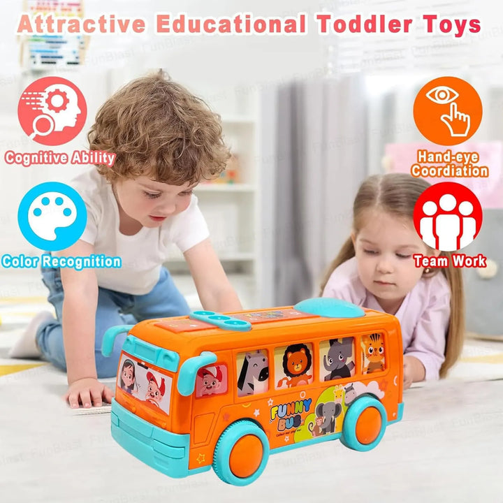 FunBlast mini toy bus in action – Pull back and release motion
Side view of Vaayu-E-Store mini bus toy for imaginative play