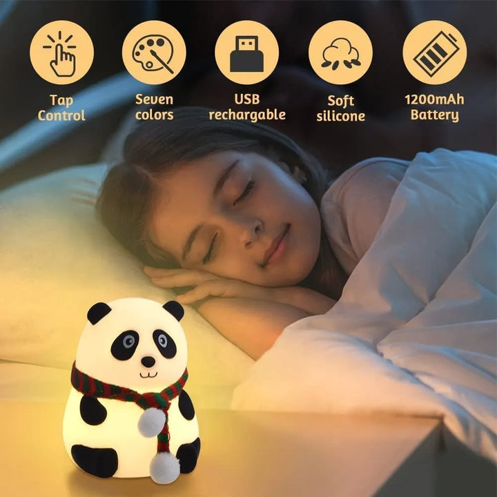 Soft Silicone Tap-Control Panda Lamp