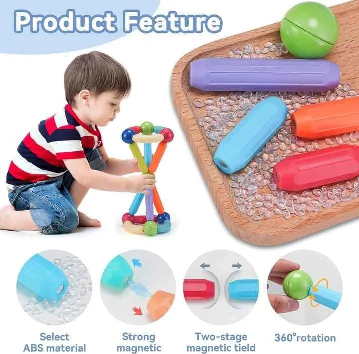 Family enjoying magnetic building challenge game together