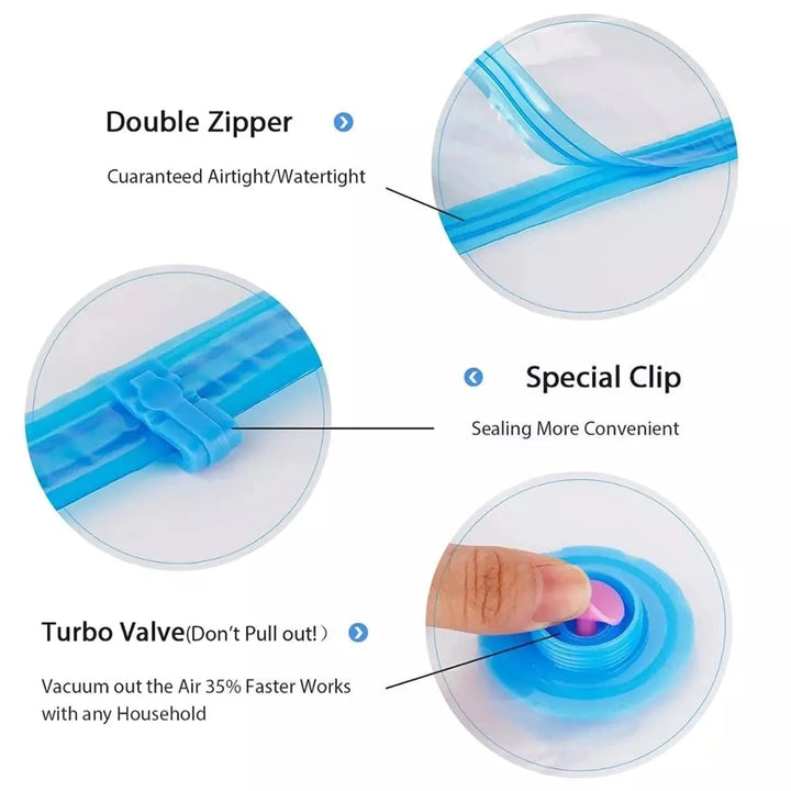 Travel suitcases packed using vacuum storage bags

