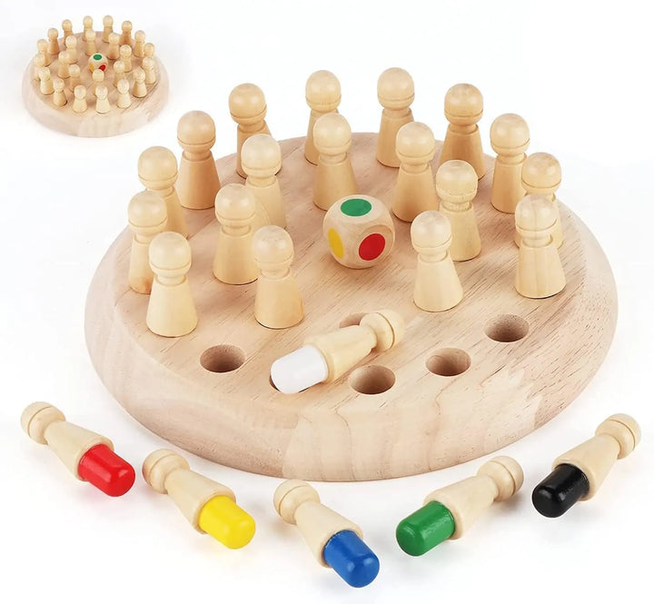 Close-up of hand picking a color peg from the wooden board