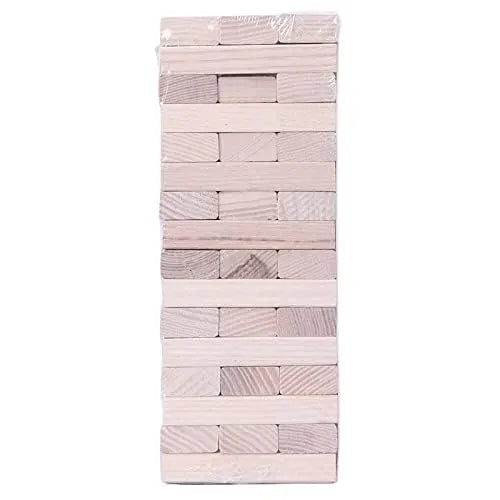 Classic wooden tumble tower game in action