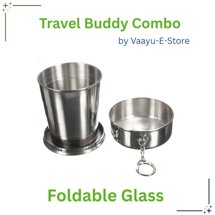 Vaayu-E-Store Stainless Steel Travel Cup – Compact with Hanging Chain

