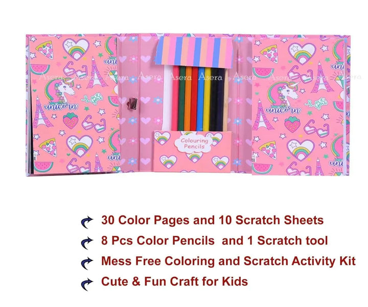 Kids Drawing Book with 8 Double-Sided Colour Pencils

