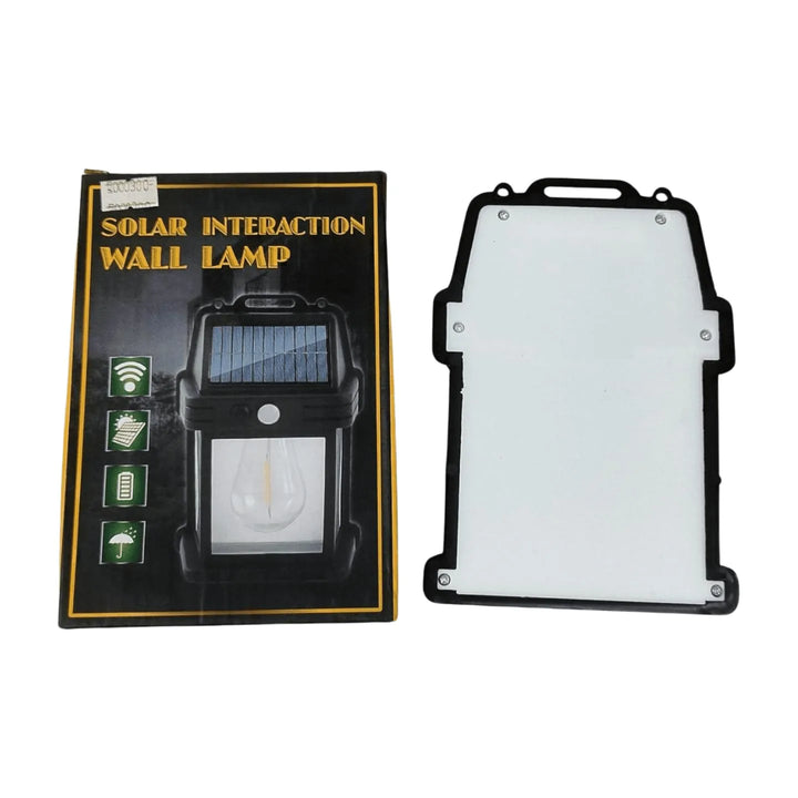 Solar interaction wall lamp with packaging on a white background