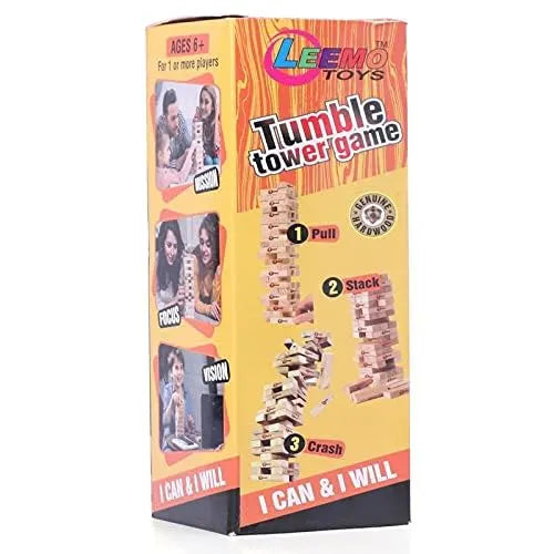 wooden tumble tower game, lemo stacking game, Vaayu E Store toys, classic jenga alternative, family game night, wooden blocks game, party game for kids and adults