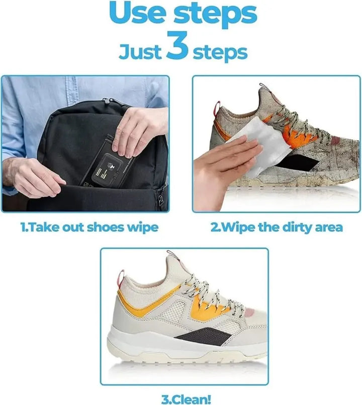 Traveler using shoe-cleaning wipe at airport