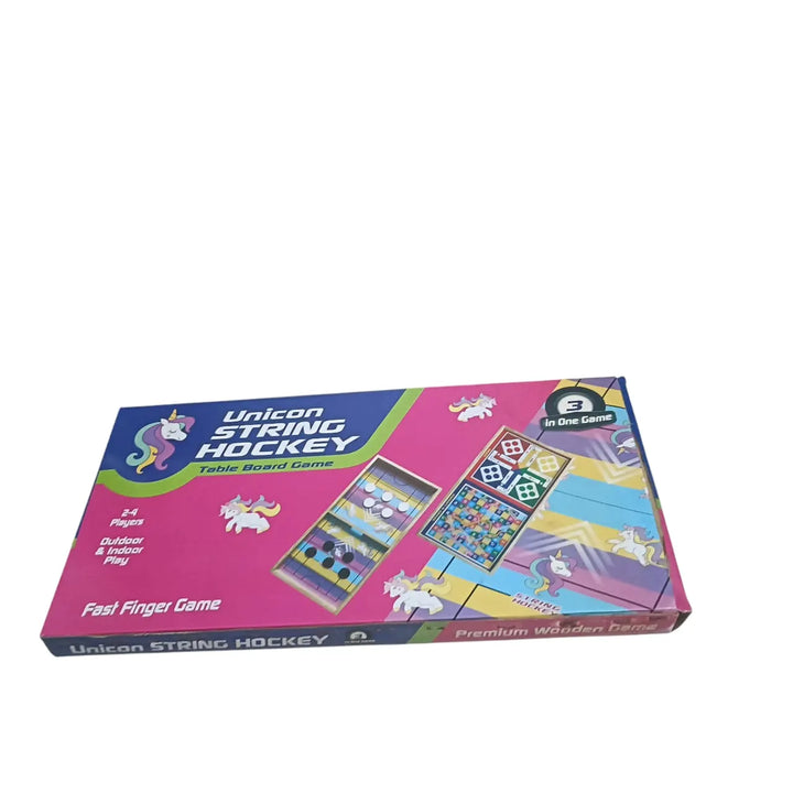Box of Unicron String Hockey table board game on a white background
