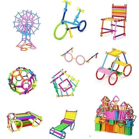 Bright and vibrant toy building pieces in a storage box